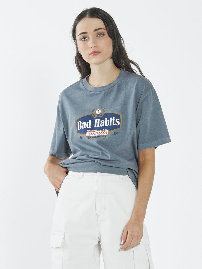 Bad Habits Die Hard Merch Fit Tee - Airforce Blue sold by Thrills