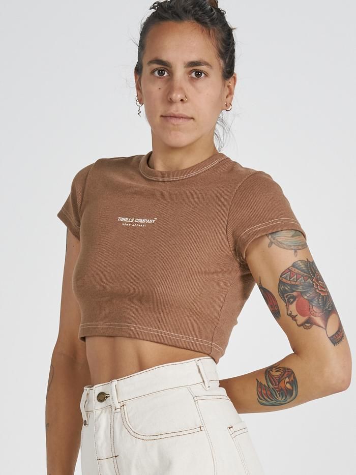 Hemp Thrills Company Baby Crop Tee - Almond Marle sold by Thrills product image thumbnail 3