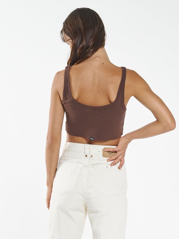 Contrasting Stack Crop Retro Tank - Mahogany sold by Thrills product image thumbnail 2
