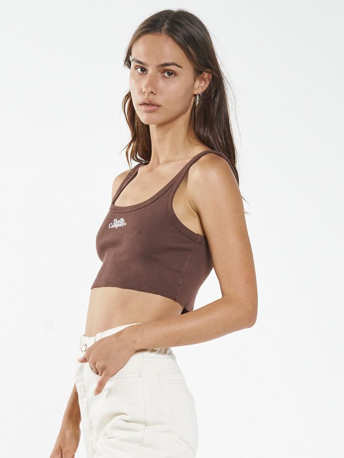 Contrasting Stack Crop Retro Tank - Mahogany sold by Thrills product image thumbnail 4