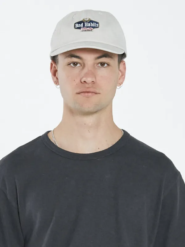 Bad Habits 6 Panel Cap - Dirty White sold by Thrills