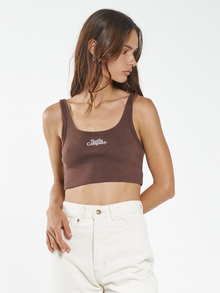 Contrasting Stack Crop Retro Tank - Mahogany sold by Thrills product image thumbnail 3