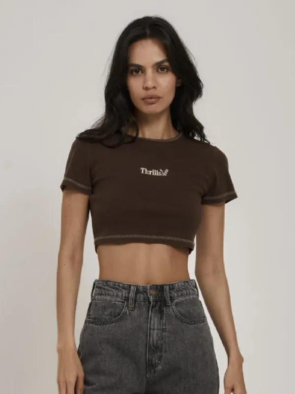 Thrills Workwear Embro Crop  Baby Tee - Umber sold by Thrills