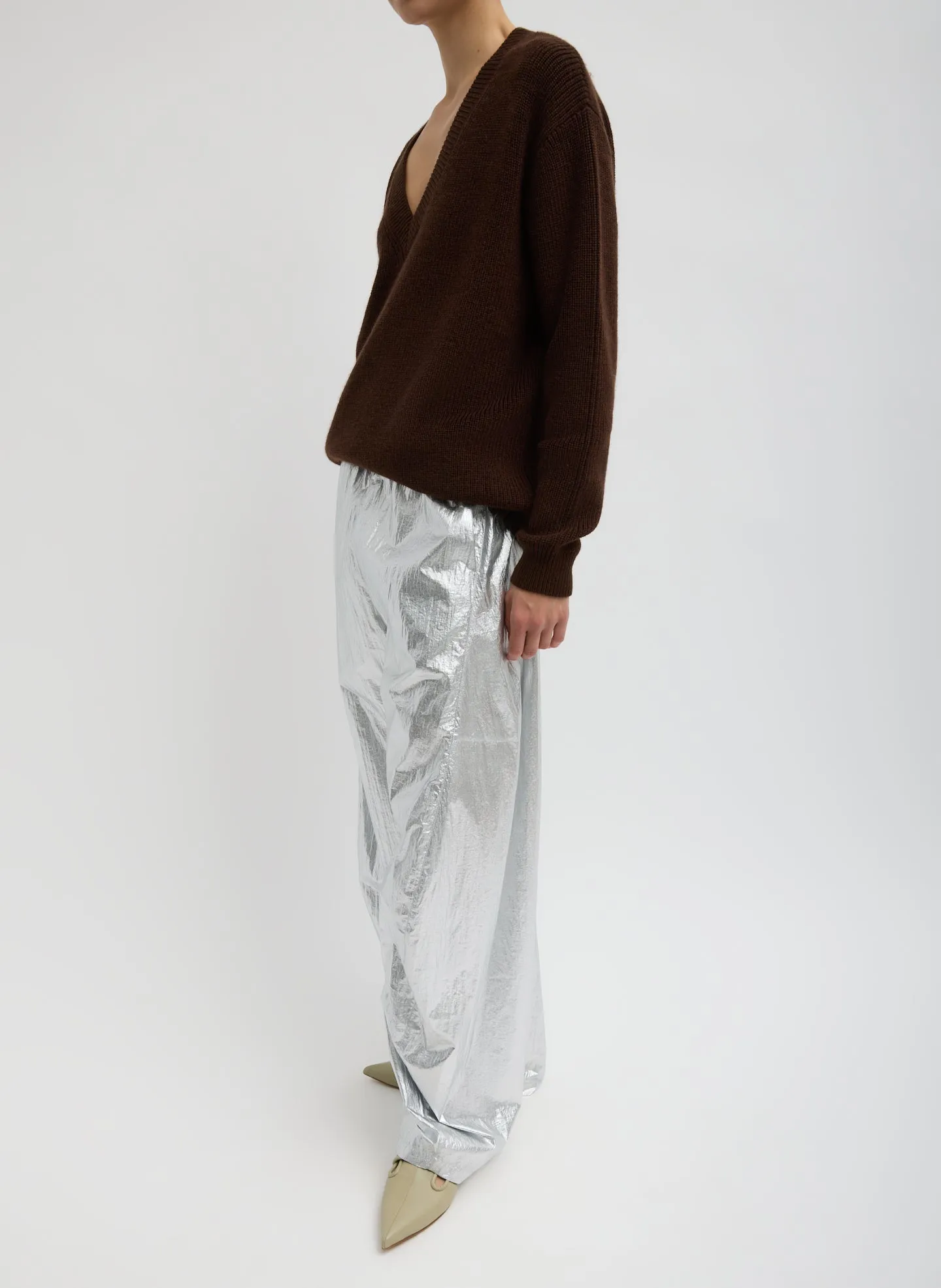 Silver Metallic Nylon Winslow Pant sold by Tibi product image thumbnail 2