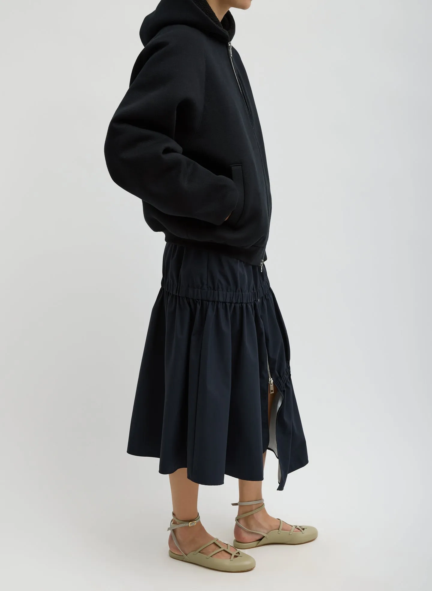 Compact Tech French Terry Zip Up Hoodie sold by Tibi product image thumbnail 3