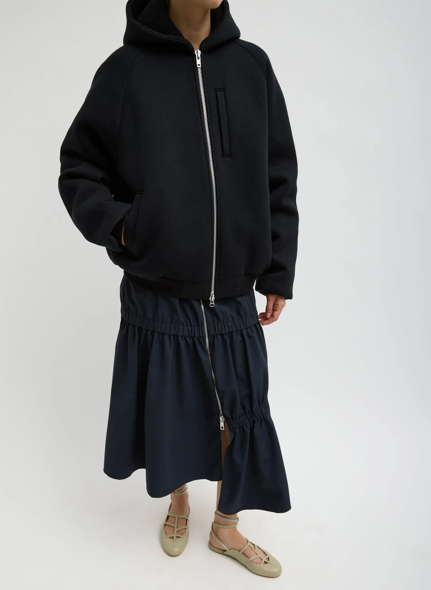 Compact Tech French Terry Zip Up Hoodie sold by Tibi product image thumbnail 2