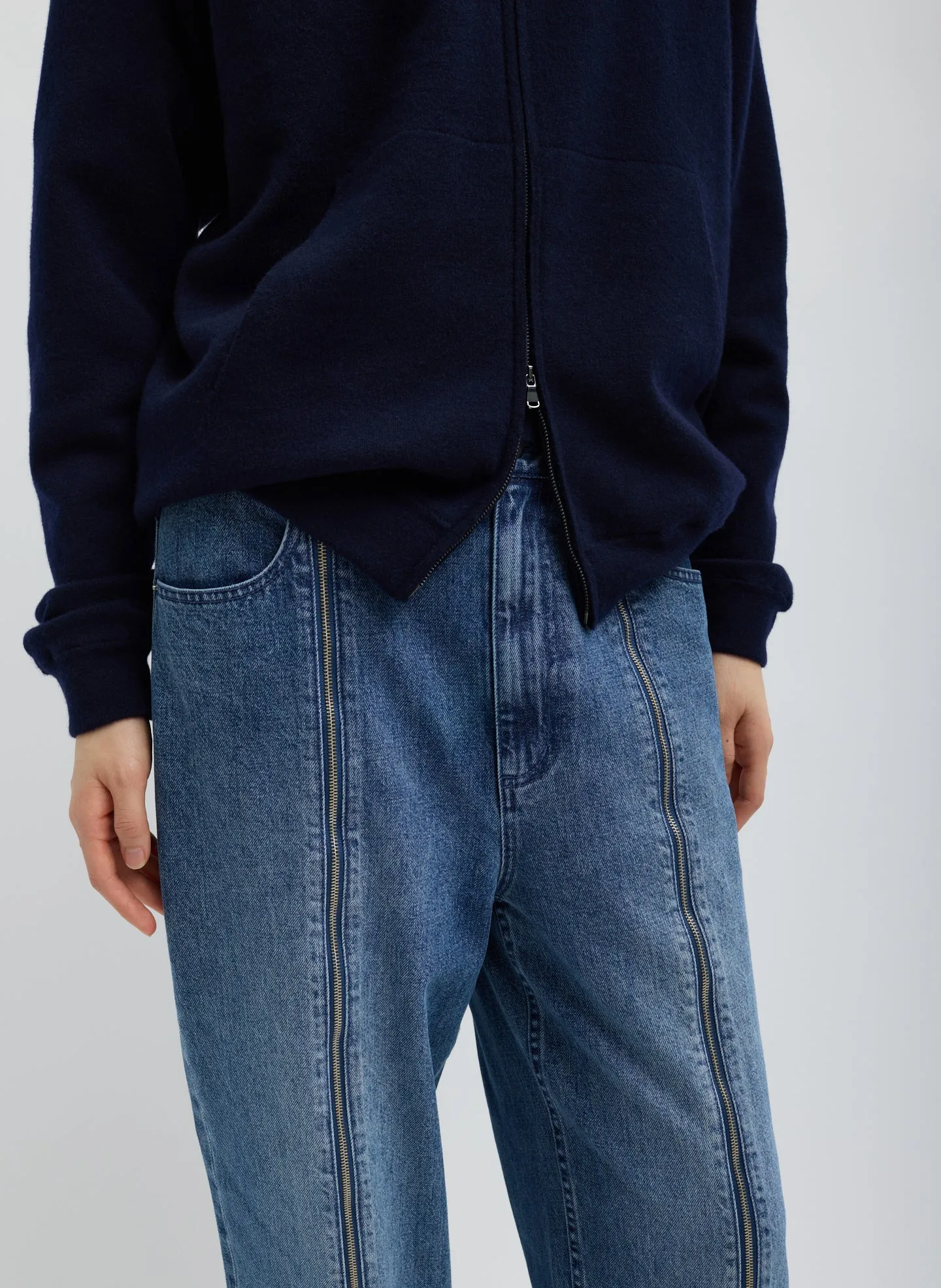 Zippered Denim Jogger sold by Tibi product image thumbnail 4