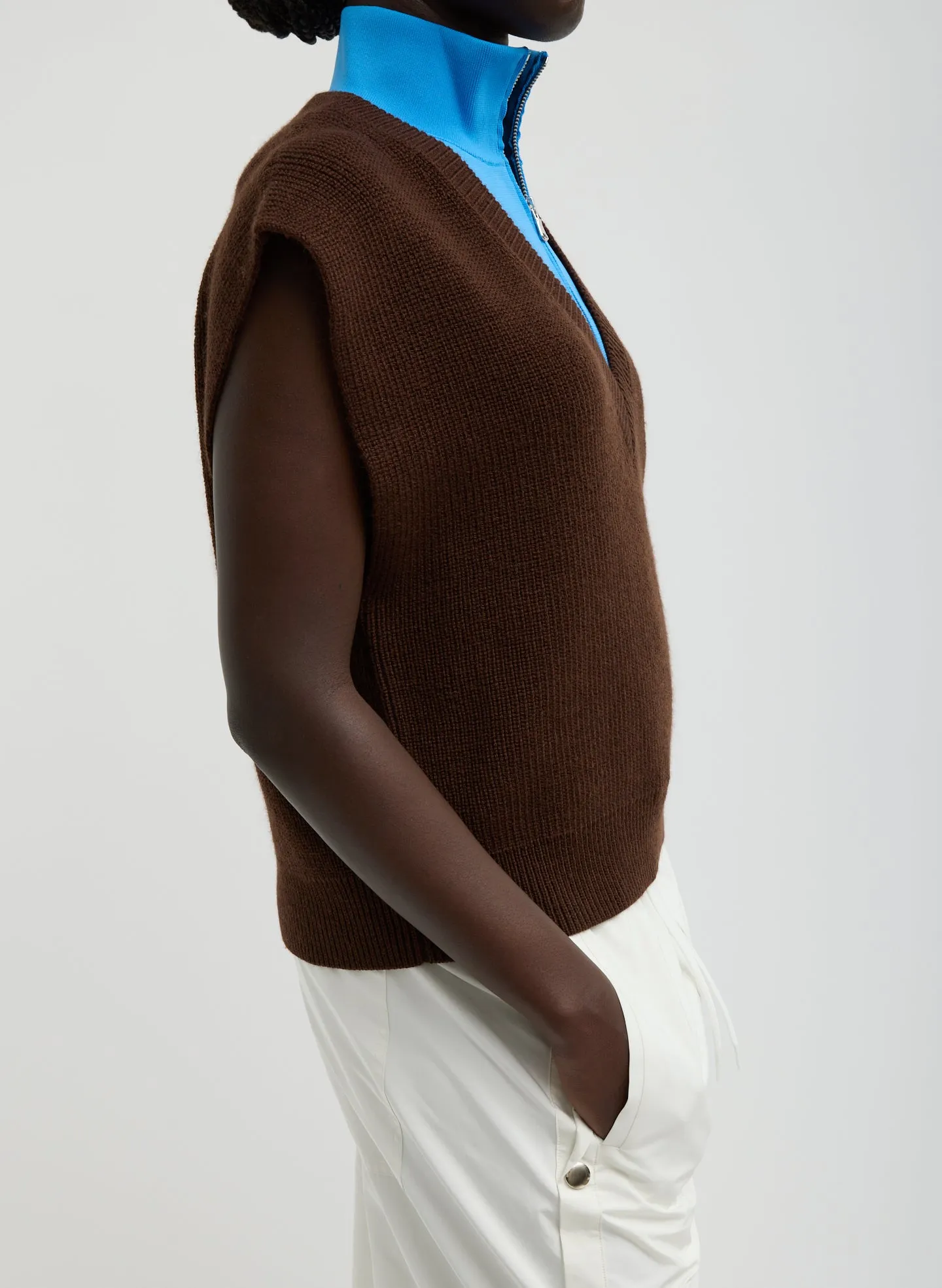 Cardigan Stitch Sweater Vest With Removable Dickie sold by Tibi product image thumbnail 3