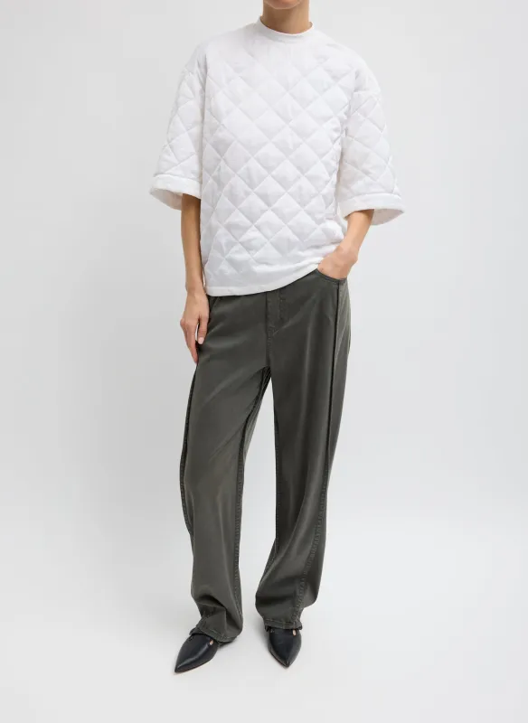 Garment Dyed Stretch Twill Tuck Pant sold by Tibi
