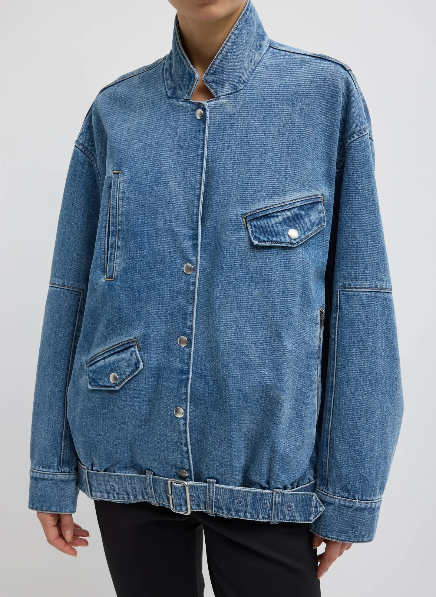 Classic Denim Moto Bomber sold by Tibi
