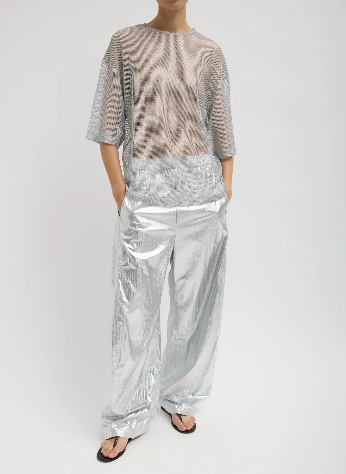 Viscose Metallic Mesh Easy T-Shirt sold by Tibi product image thumbnail 4