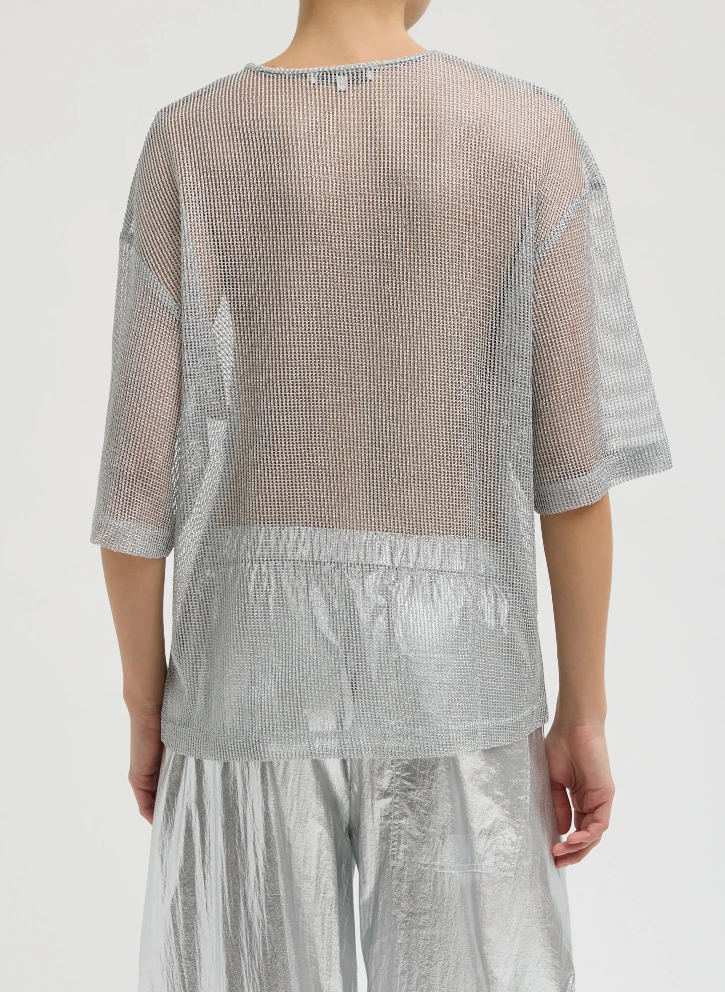 Viscose Metallic Mesh Easy T-Shirt sold by Tibi product image thumbnail 3