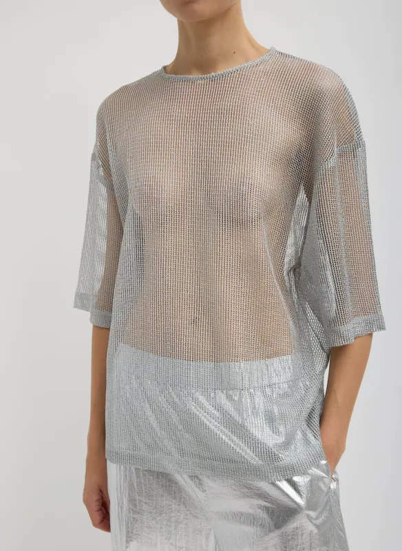 Viscose Metallic Mesh Easy T-Shirt made by Tibi
