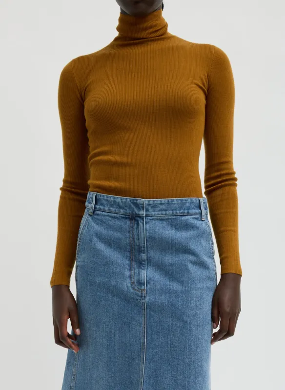 Featherweight Ribbed Sweater Turtleneck Pullover sold by Tibi