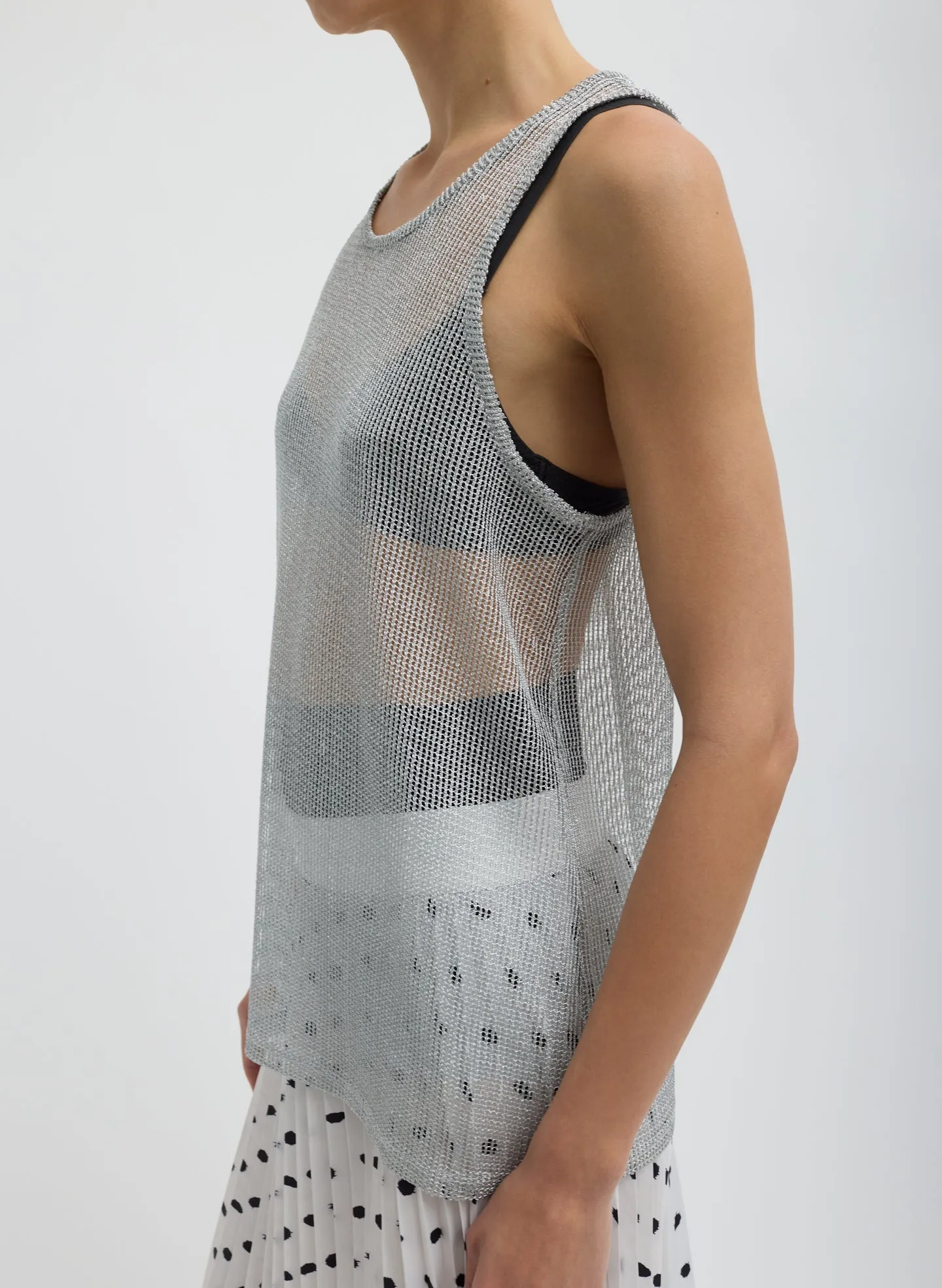 Viscose Metallic Ribbed Tank sold by Tibi product image thumbnail 2
