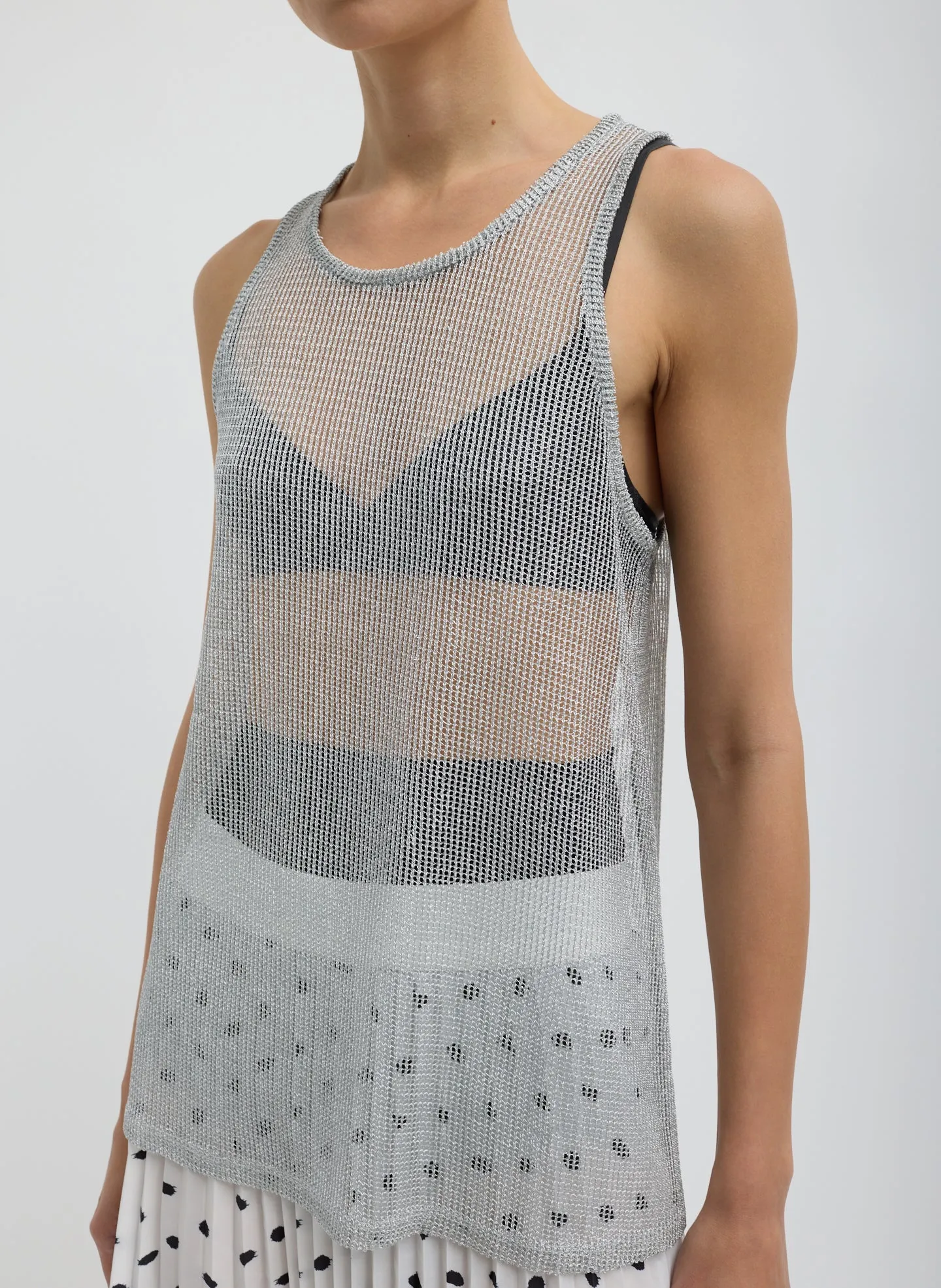 Viscose Metallic Ribbed Tank sold by Tibi