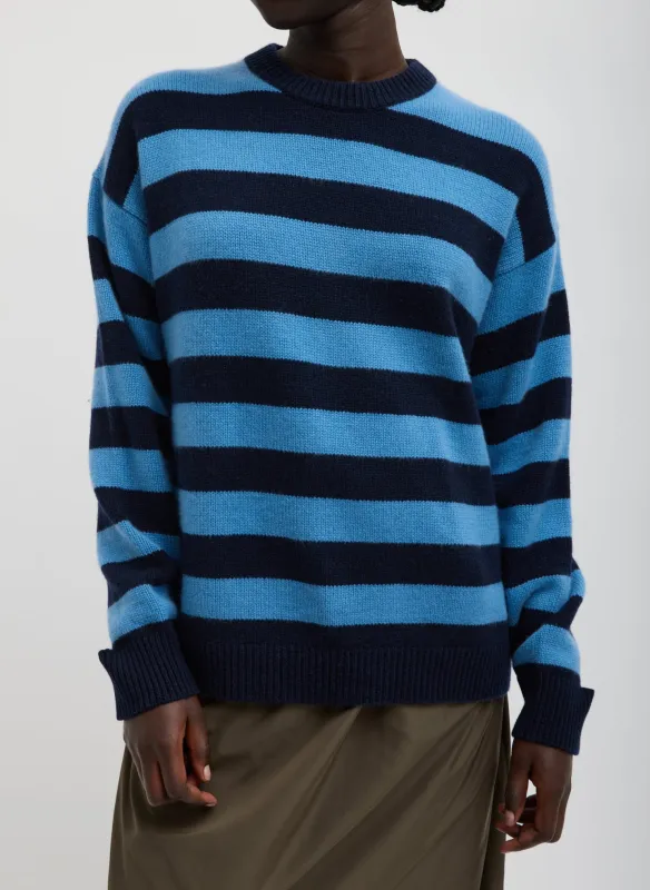 Striped Cashmere Crewneck Easy Pullover sold by Tibi