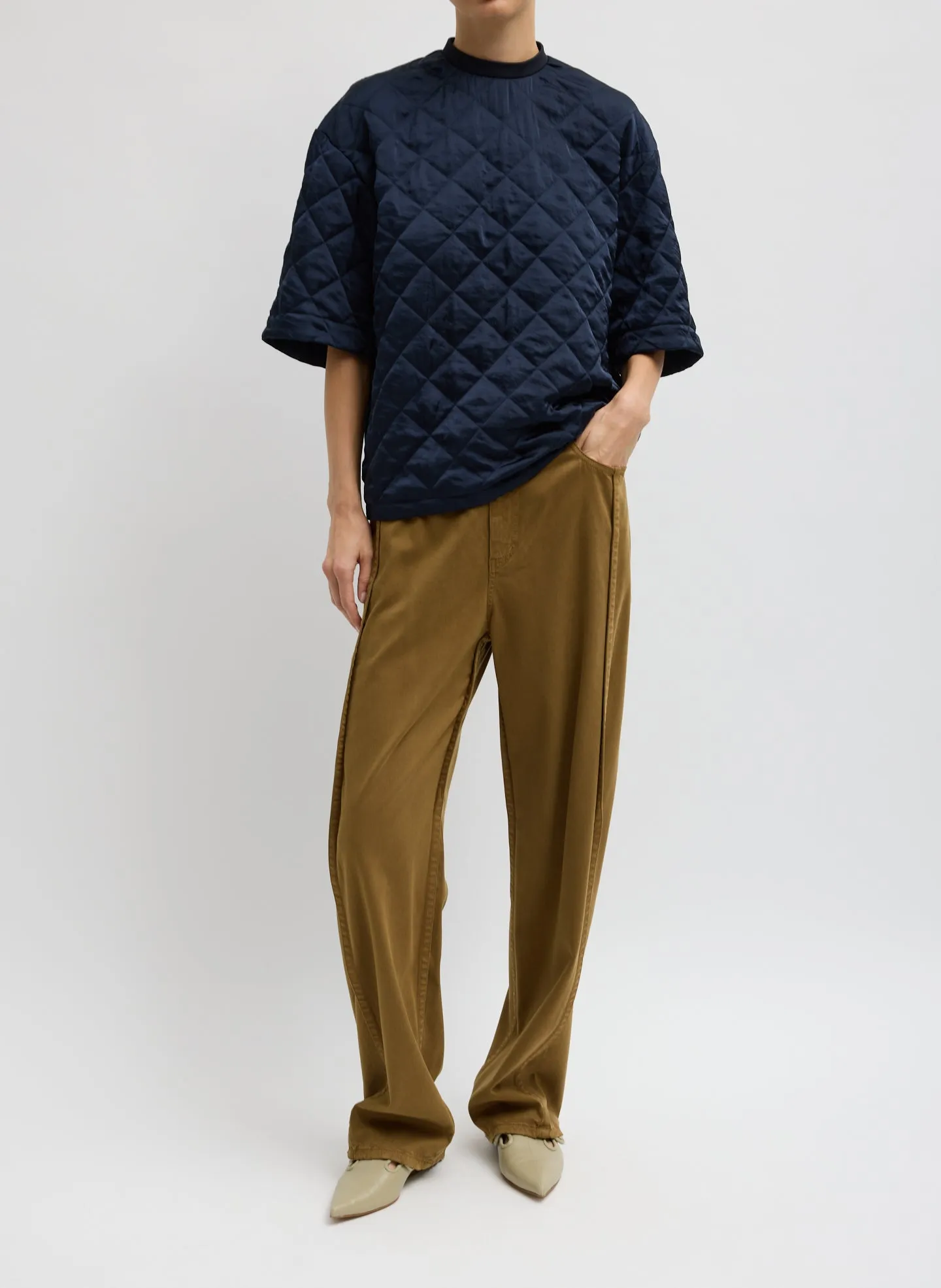 Garment Dyed Stretch Twill Tuck Pant sold by Tibi product image thumbnail 4