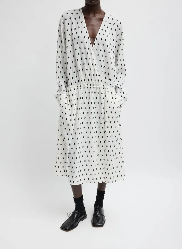 Scribble Dot Print Strech Plisse Wrap Dress sold by Tibi