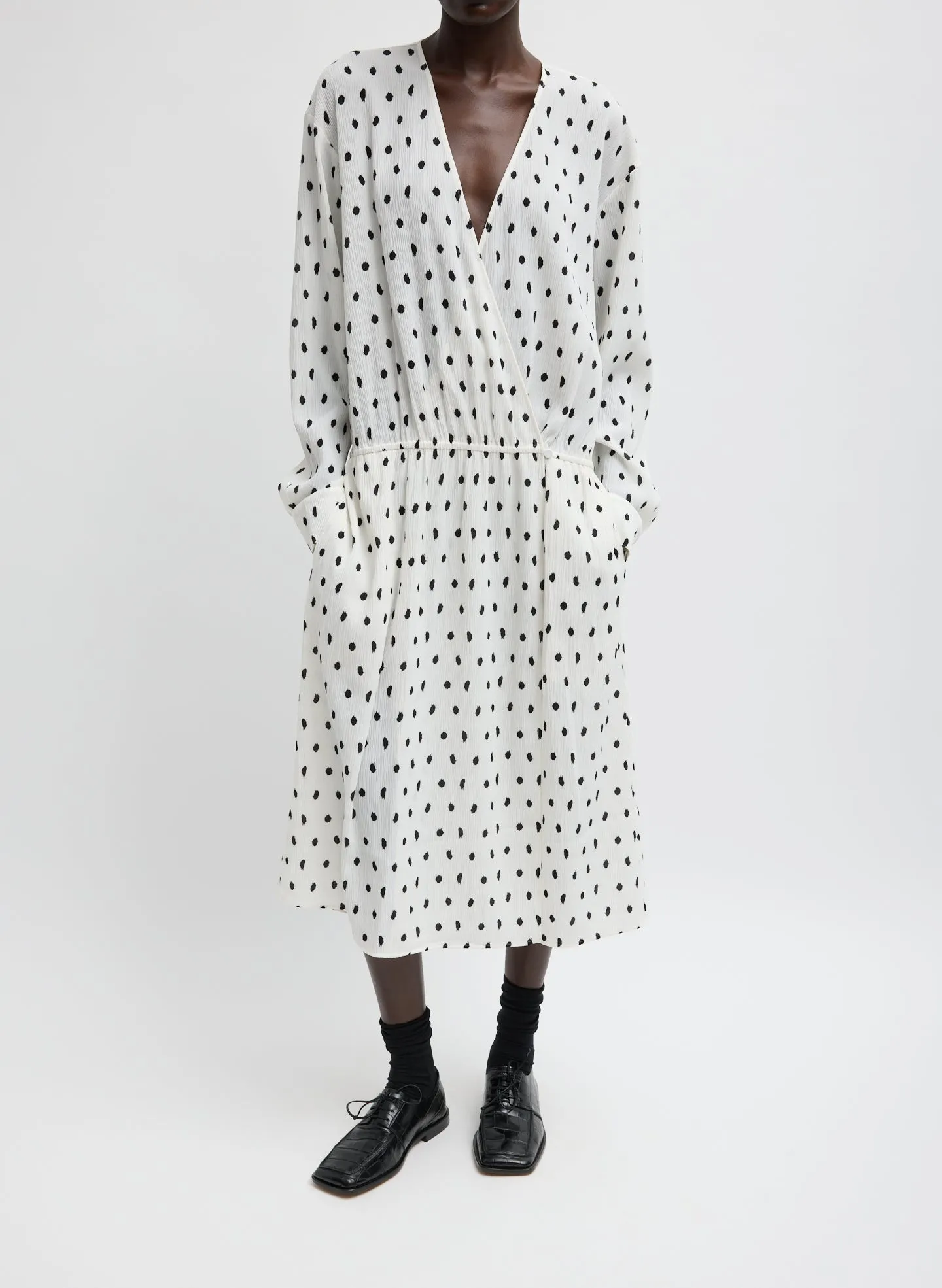 Scribble Dot Print Stretch Plisse Wrap Dress sold by Tibi