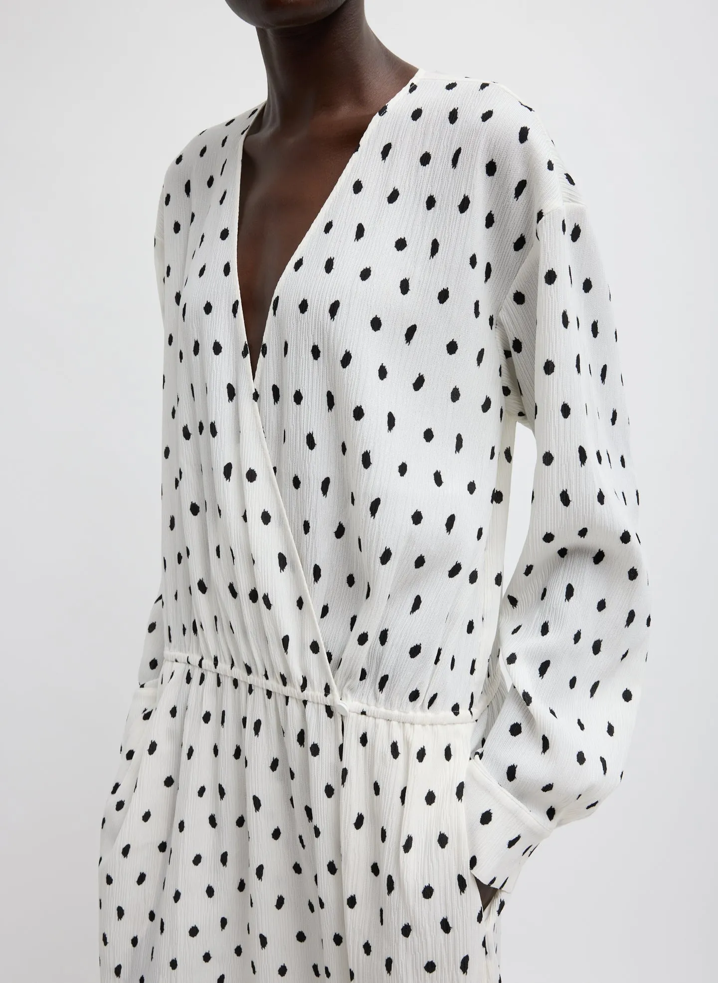 Scribble Dot Print Stretch Plisse Wrap Dress sold by Tibi product image thumbnail 4