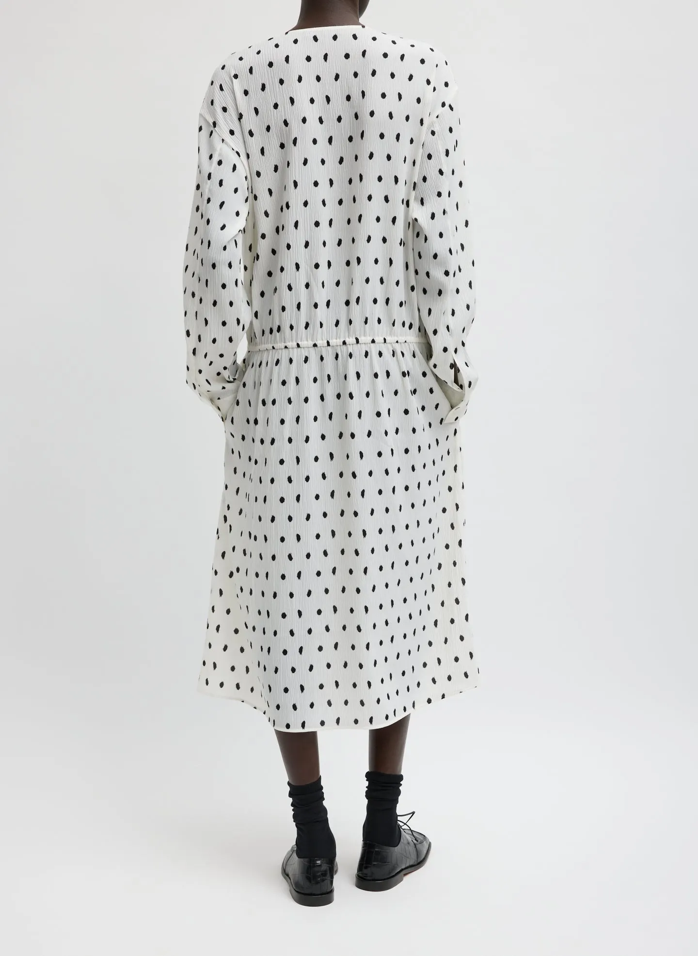 Scribble Dot Print Stretch Plisse Wrap Dress sold by Tibi product image thumbnail 3