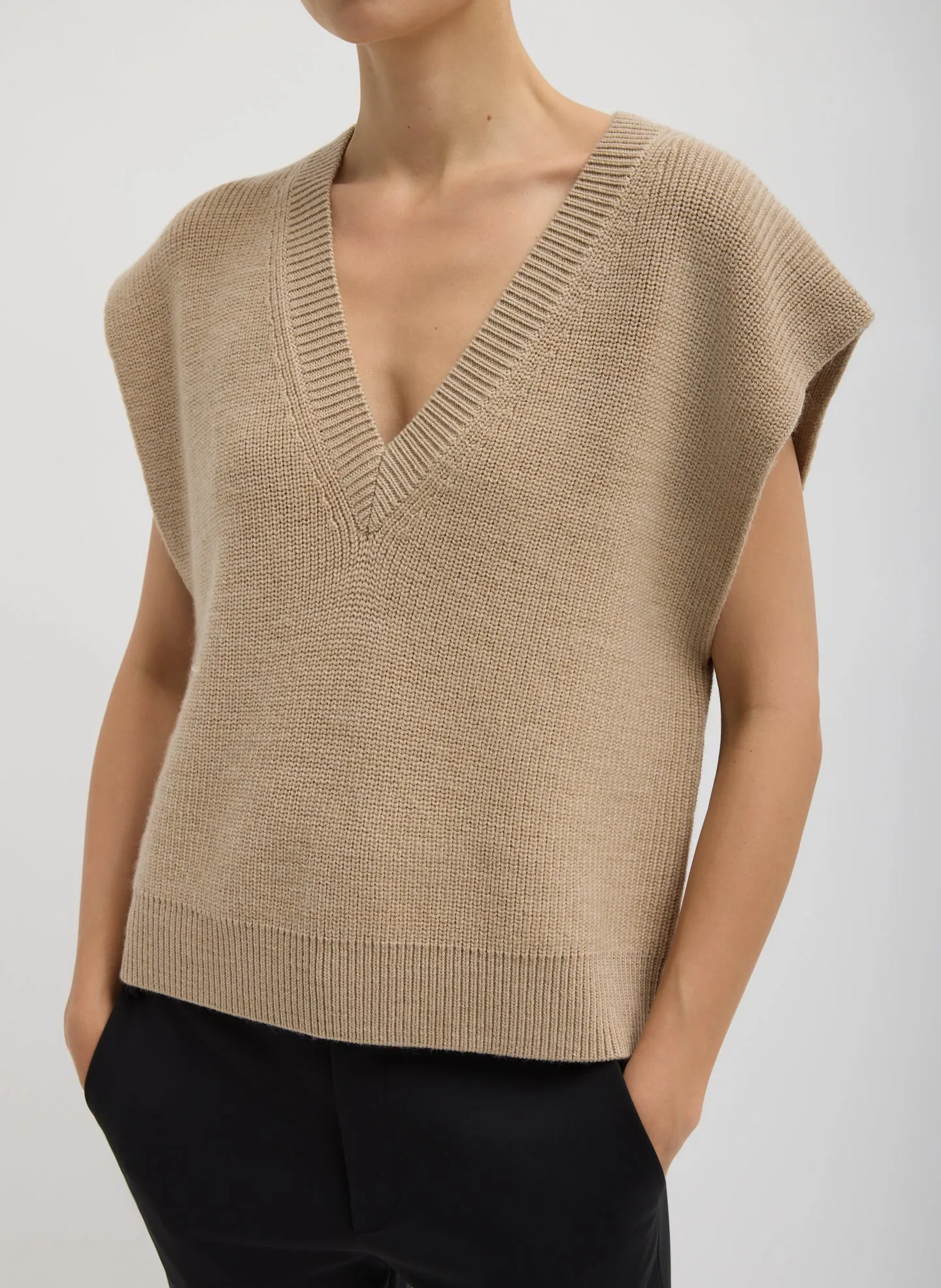 Cardigan Stitch Sweater Vest With Removable Dickie sold by Tibi product image thumbnail 2