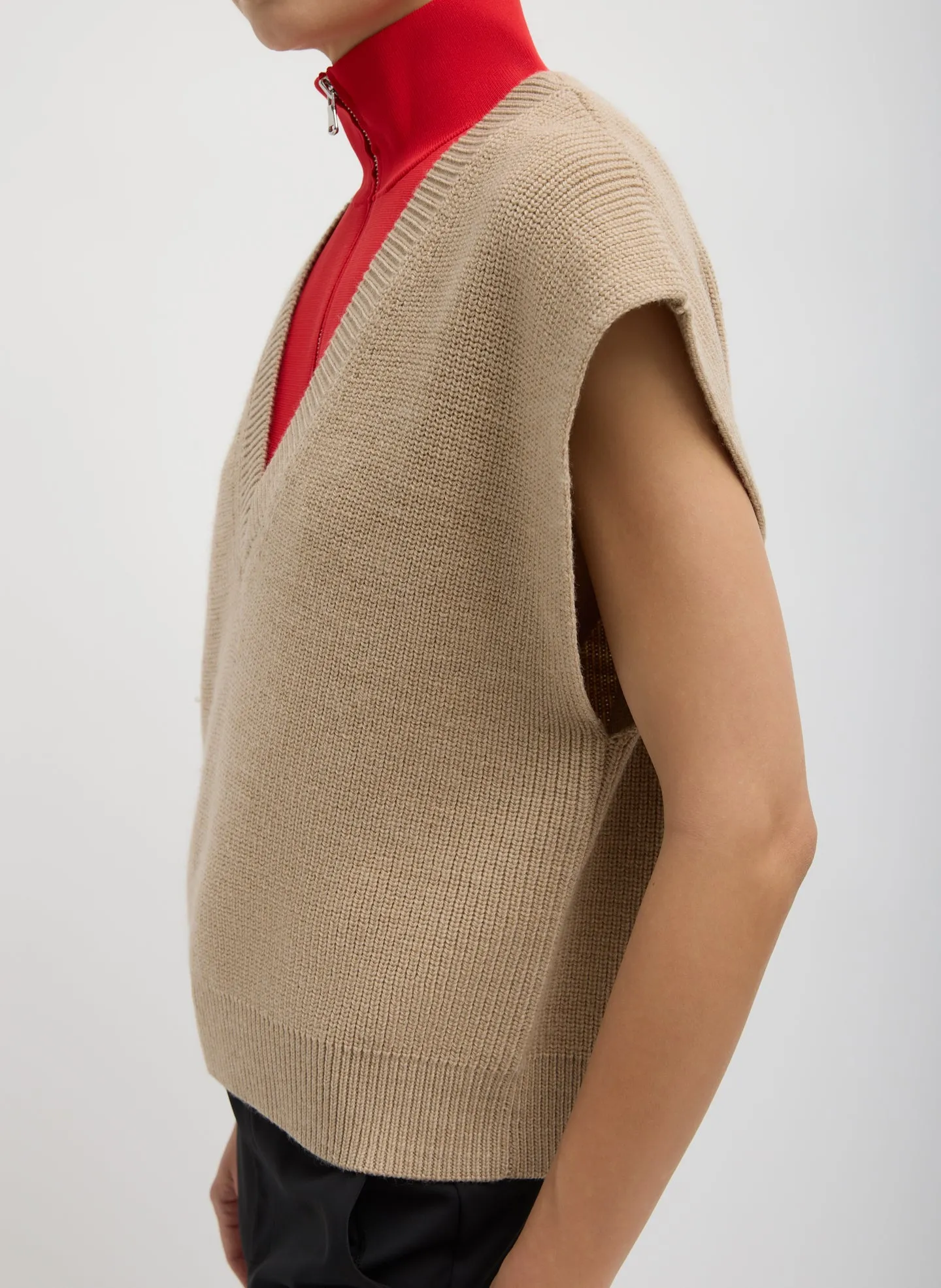 Cardigan Stitch Sweater Vest With Removable Dickie sold by Tibi product image thumbnail 3