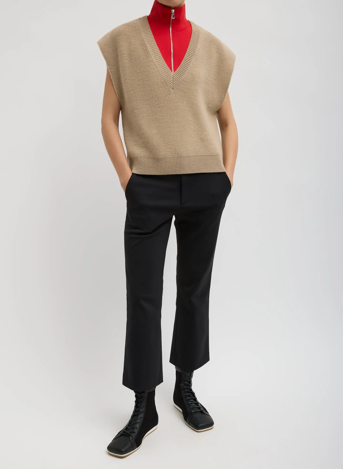Cardigan Stitch Sweater Vest With Removable Dickie sold by Tibi product image thumbnail 5