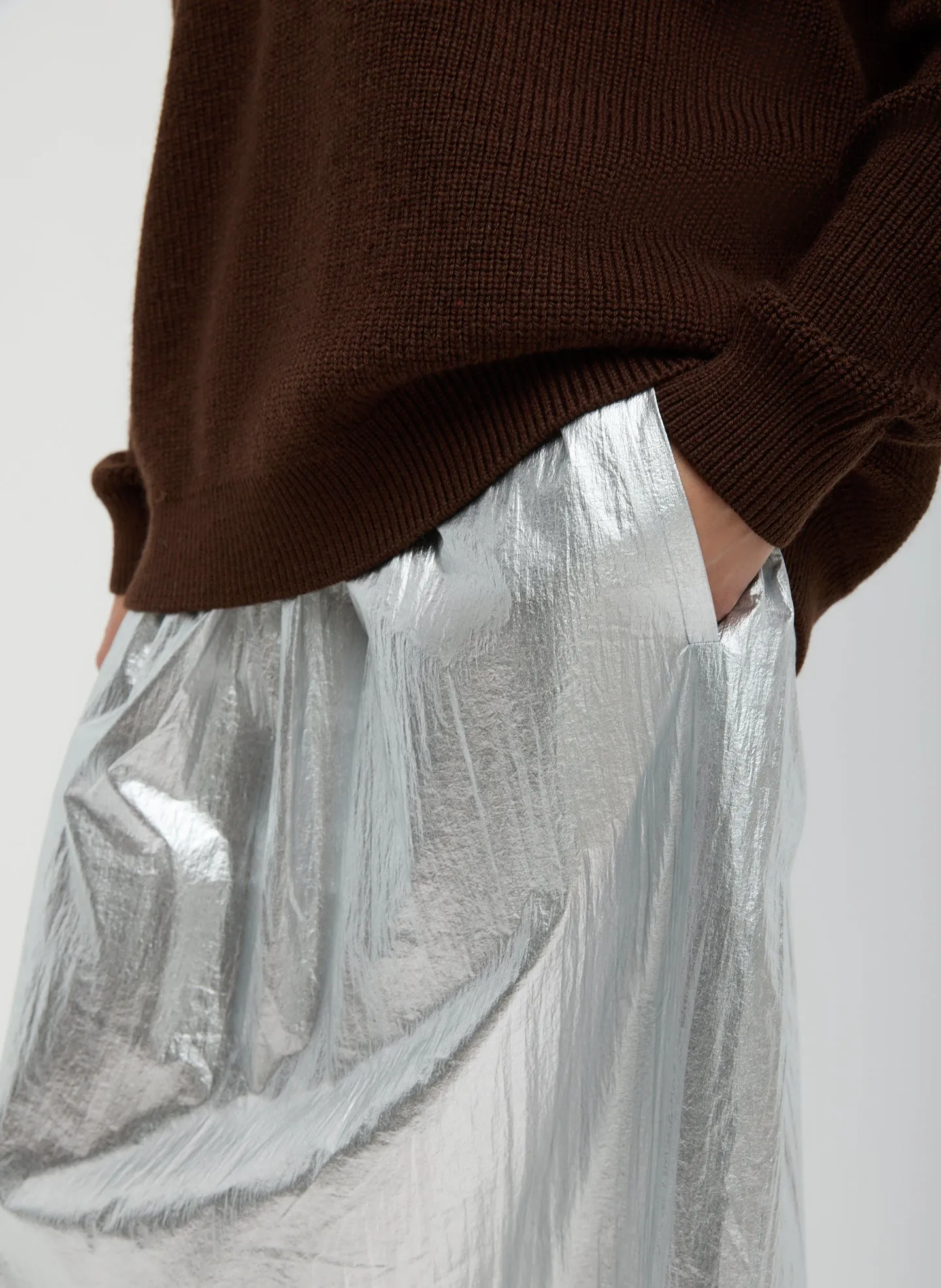 Silver Metallic Nylon Pull On Full Skirt sold by Tibi product image thumbnail 5