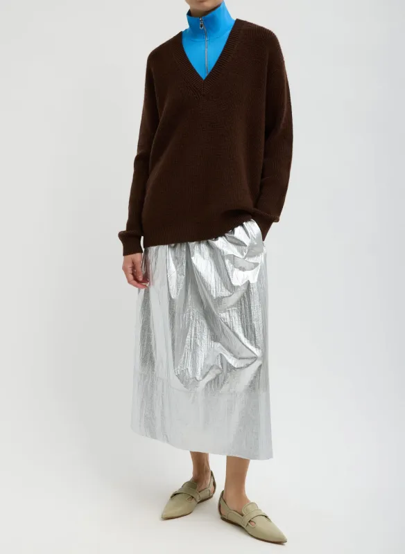 Silver Metallic Nylon Pull On Full Skirt sold by Tibi