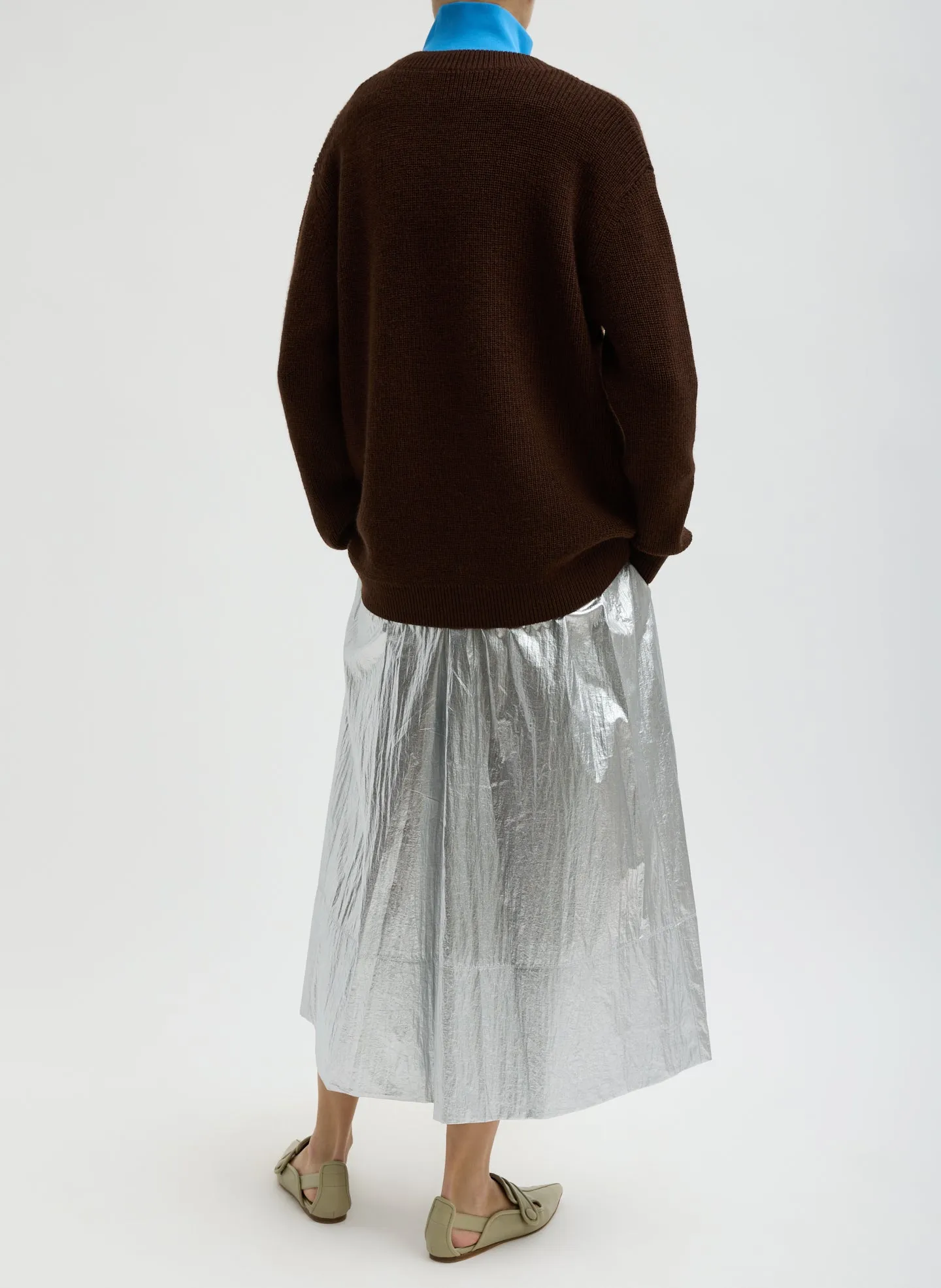 Silver Metallic Nylon Pull On Full Skirt sold by Tibi product image thumbnail 3