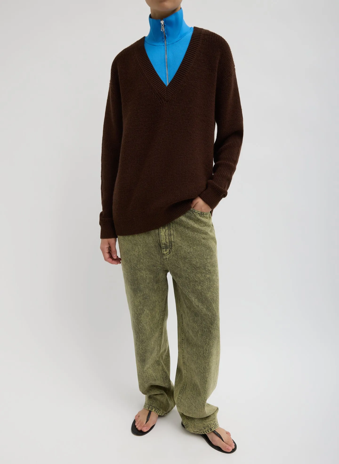 Cardigan Stitch V-Neck With Removable Dickie sold by Tibi product image thumbnail 5