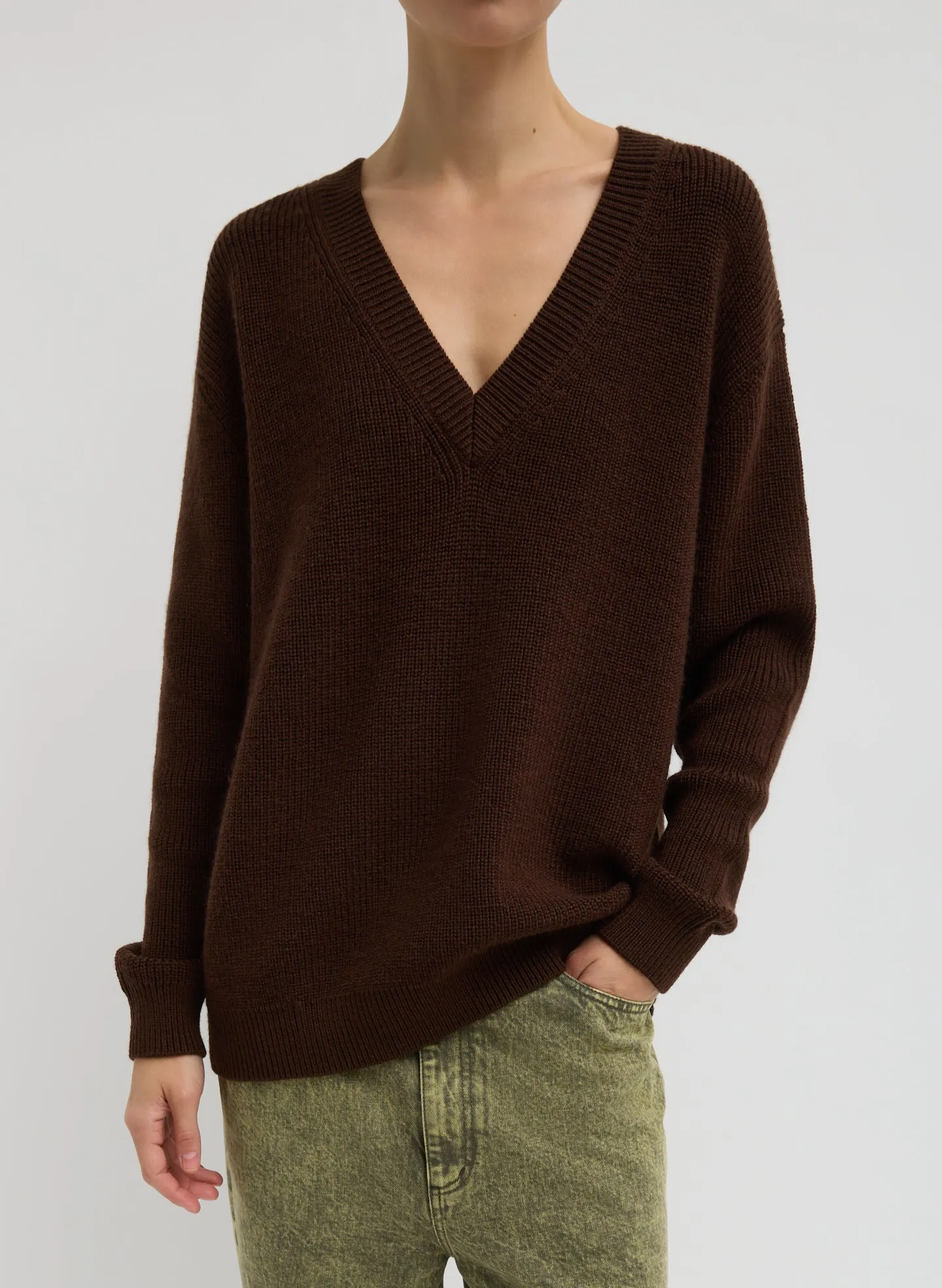 Cardigan Stitch V-Neck With Removable Dickie sold by Tibi product image thumbnail 4