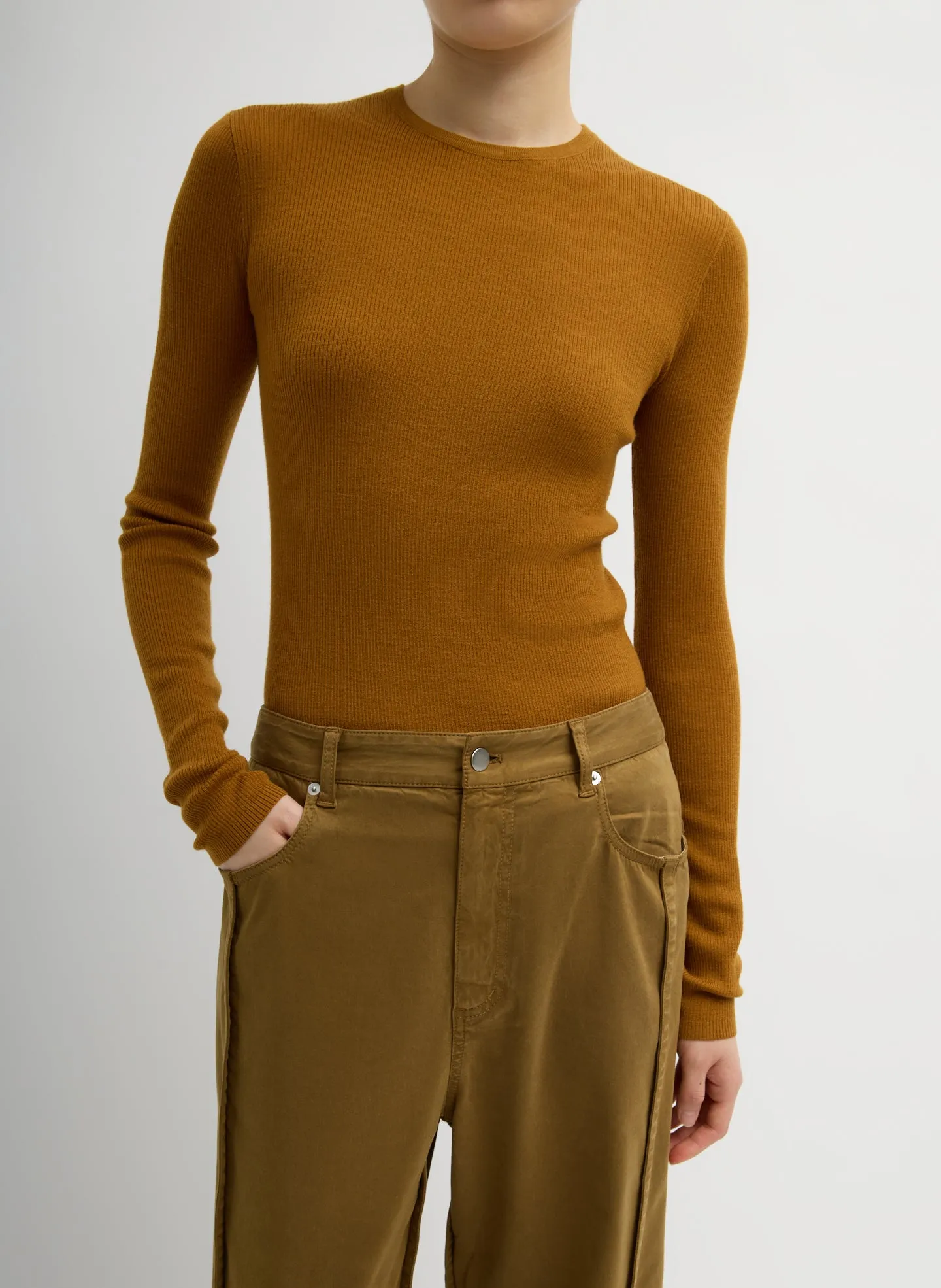 Featherweight Ribbed Sweater Crewneck Pullover sold by Tibi
