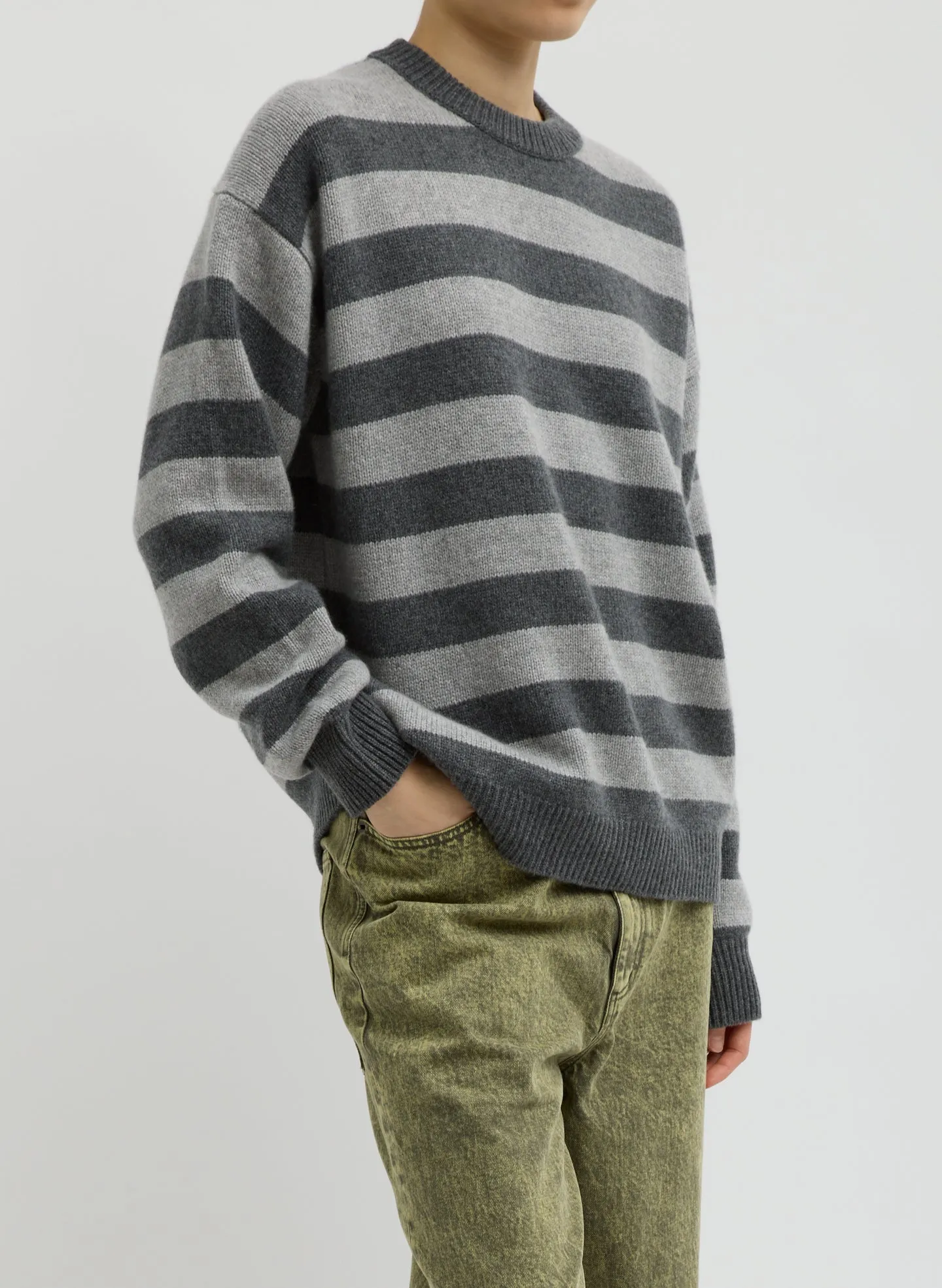 Striped Cashmere Crewneck Easy Pullover sold by Tibi product image thumbnail 2
