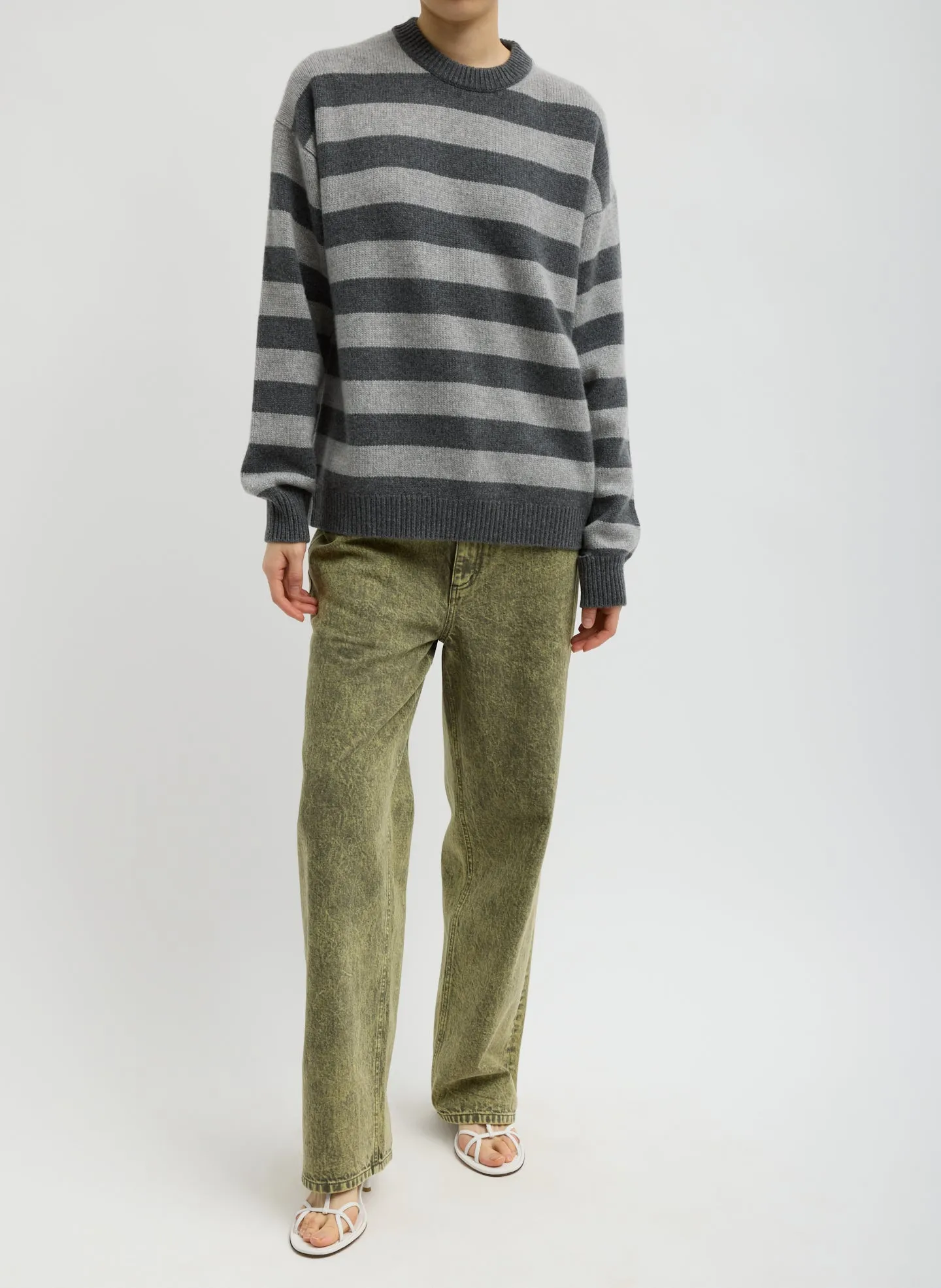 Striped Cashmere Crewneck Easy Pullover sold by Tibi product image thumbnail 4