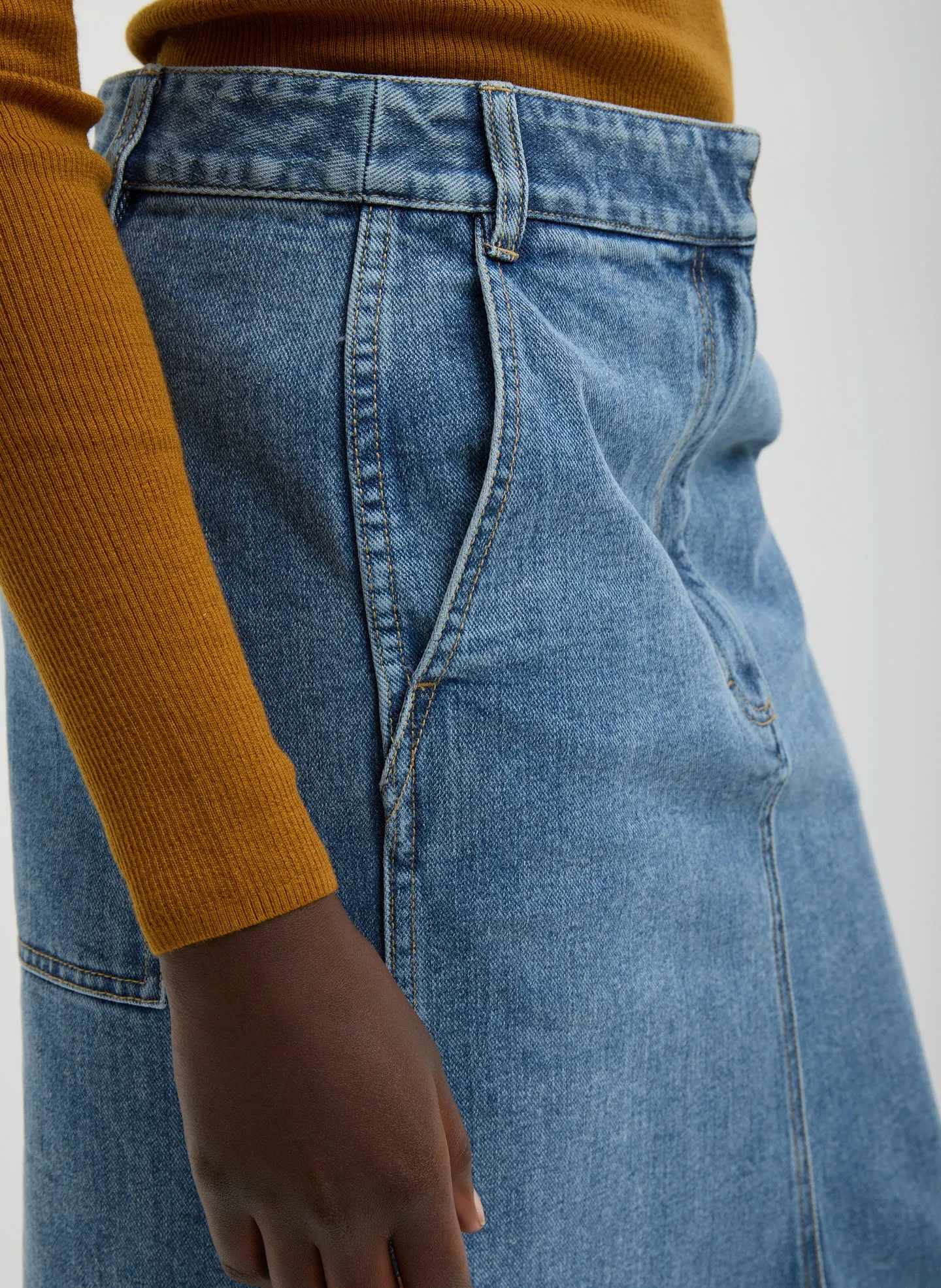 Classic Denim Sculpted Silke Skirt sold by Tibi product image thumbnail 3