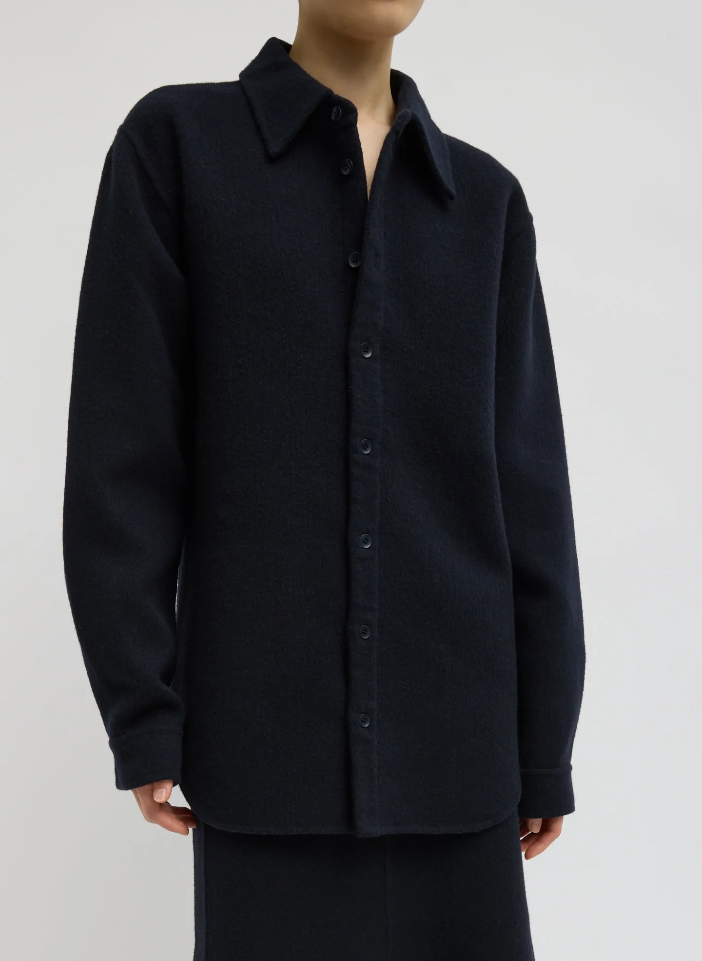 Luxe Double Faced Wool Angora Easy Shirt sold by Tibi