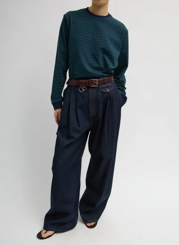 Indigo Denim Triple Pleat Jean sold by Tibi