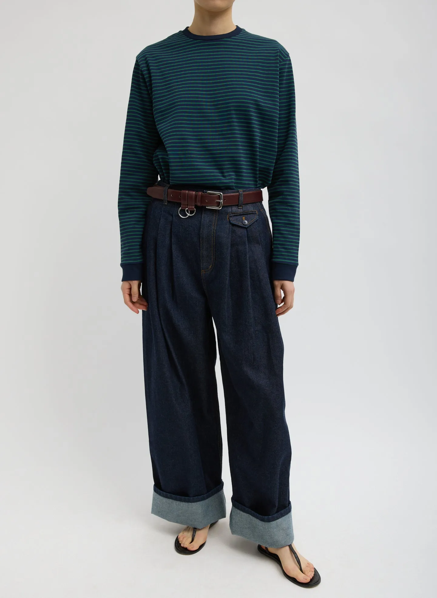 Indigo Denim Triple Pleat Jean sold by Tibi product image thumbnail 4
