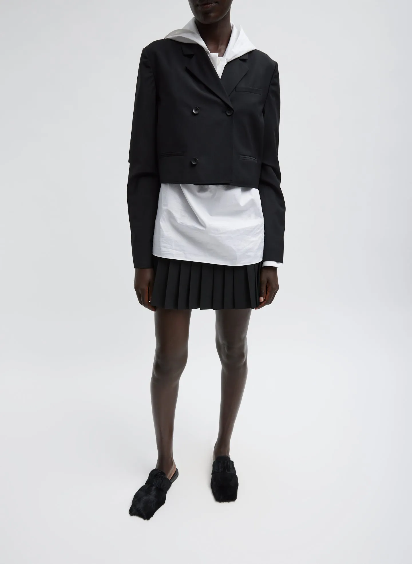 Tropical Wool Cropped Lean Double Breasted Shirt Jacket sold by Tibi product image thumbnail 4