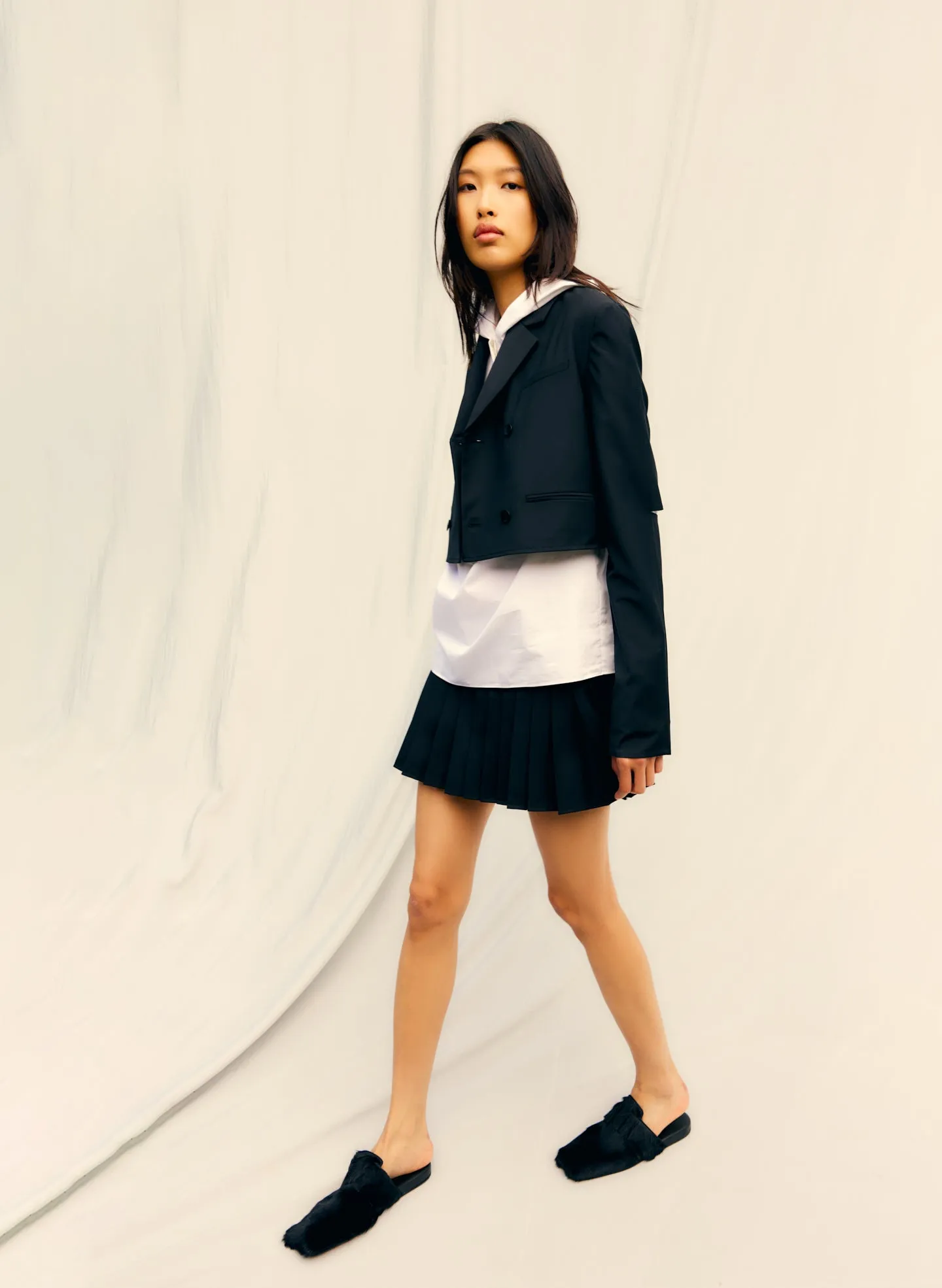 Tropical Wool Cropped Lean Double Breasted Shirt Jacket sold by Tibi product image thumbnail 2