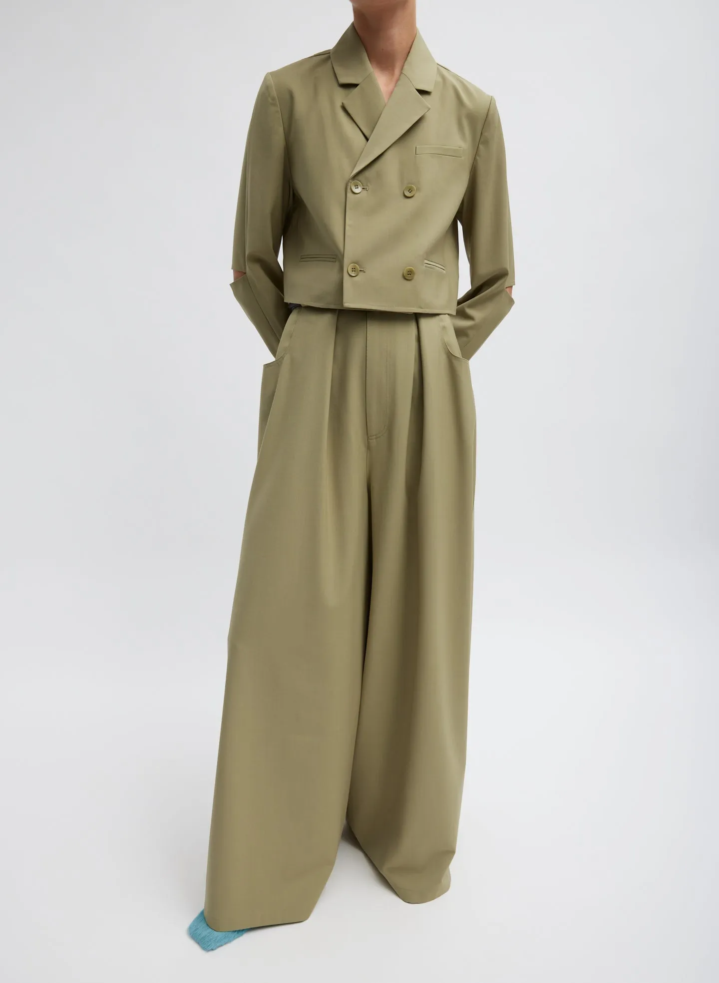 Tropical Wool Cropped Lean Double Breasted Shirt Jacket sold by Tibi product image thumbnail 5