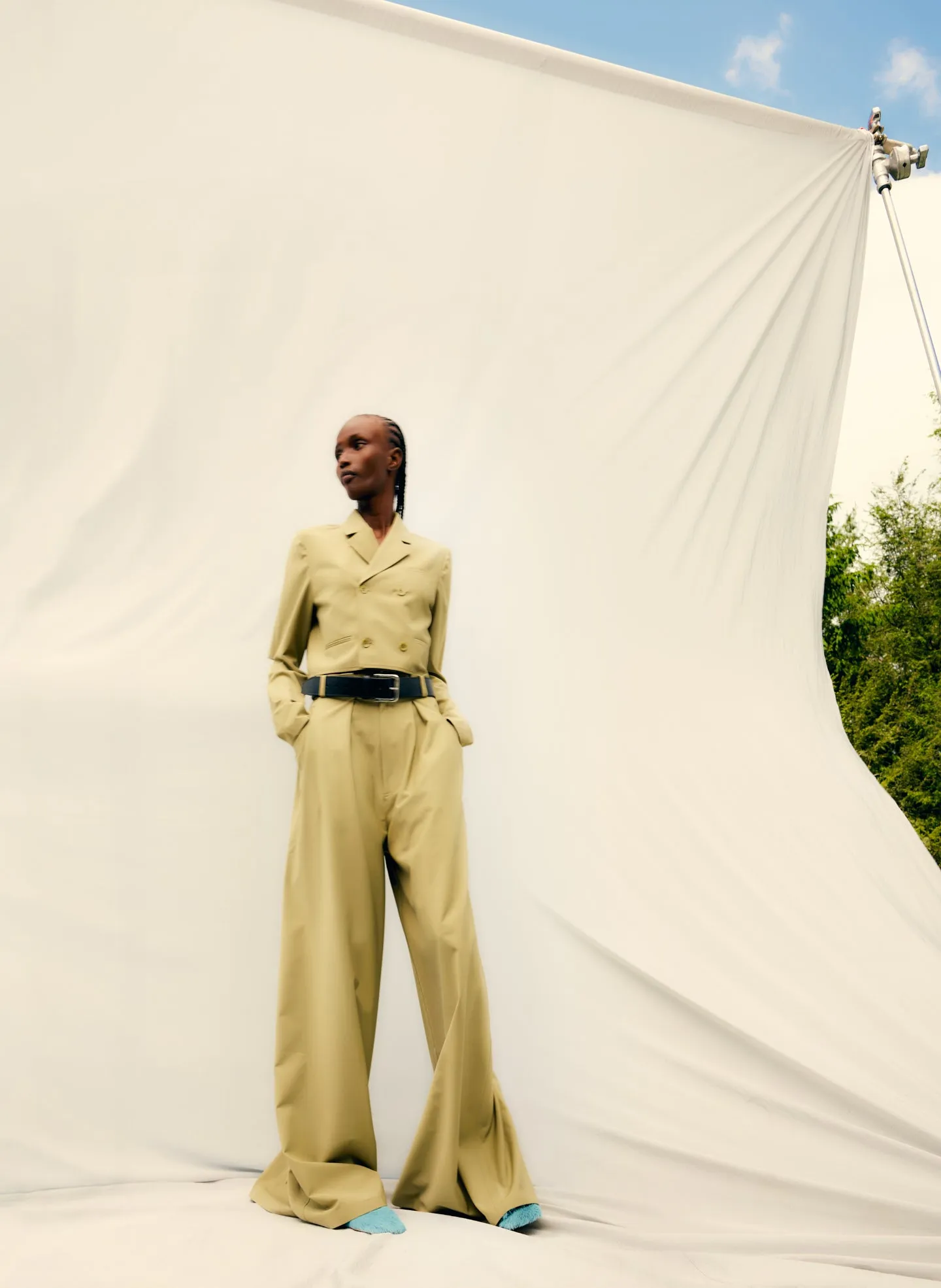 Tropical Wool Cropped Lean Double Breasted Shirt Jacket sold by Tibi product image thumbnail 2