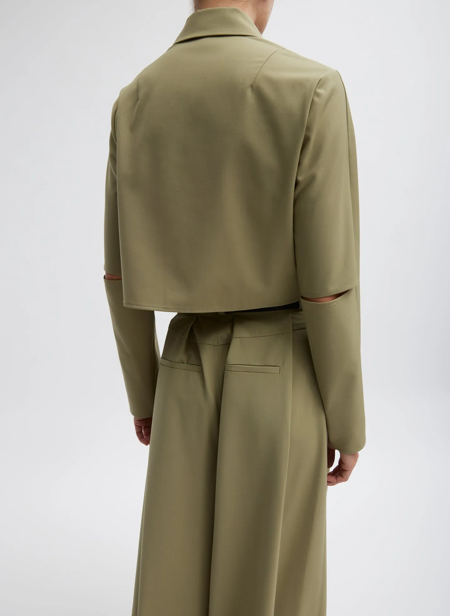 Tropical Wool Cropped Lean Double Breasted Shirt Jacket sold by Tibi product image thumbnail 4