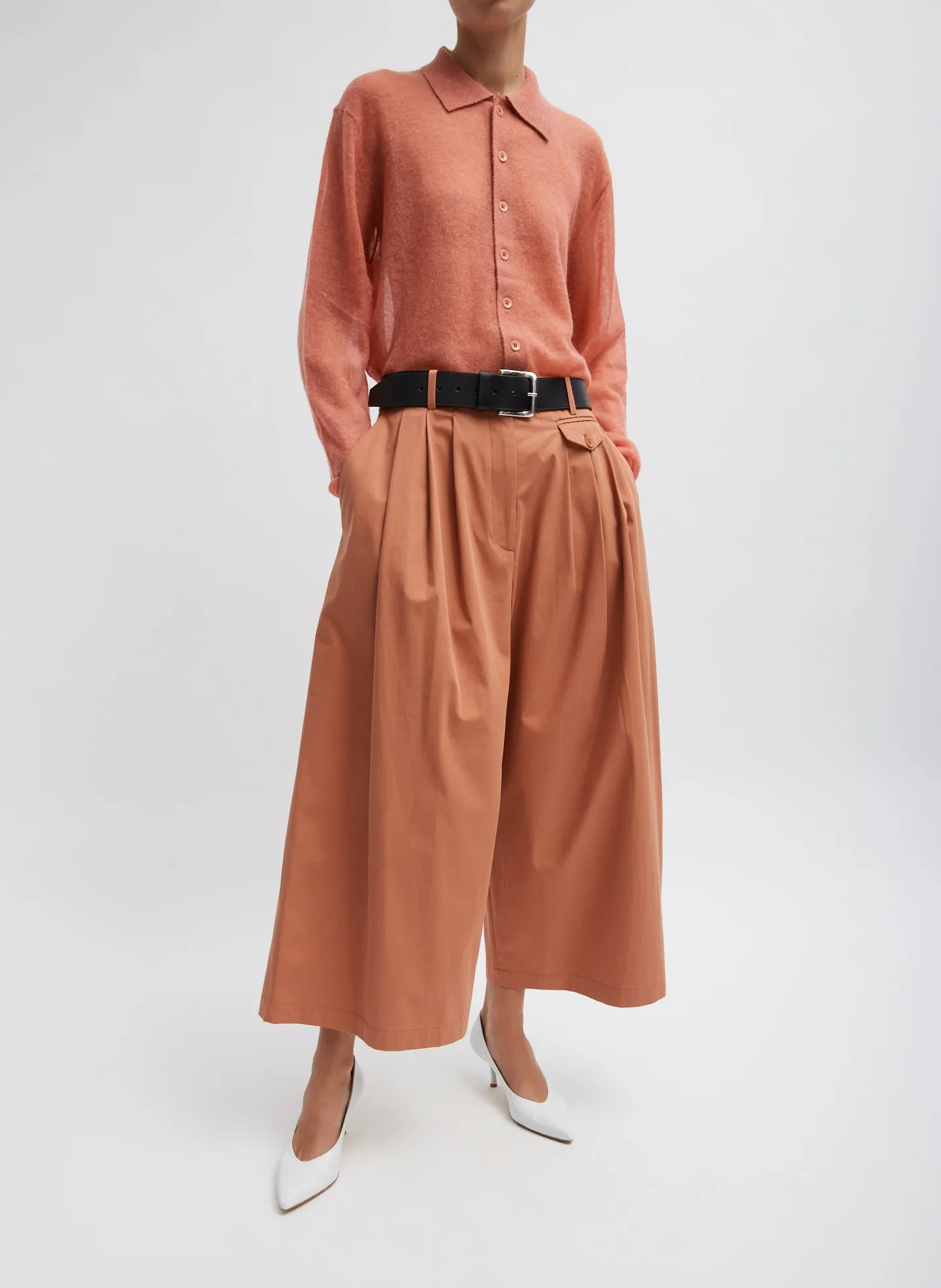 Bio Twill Triple Pleat Cropped Pant sold by Tibi