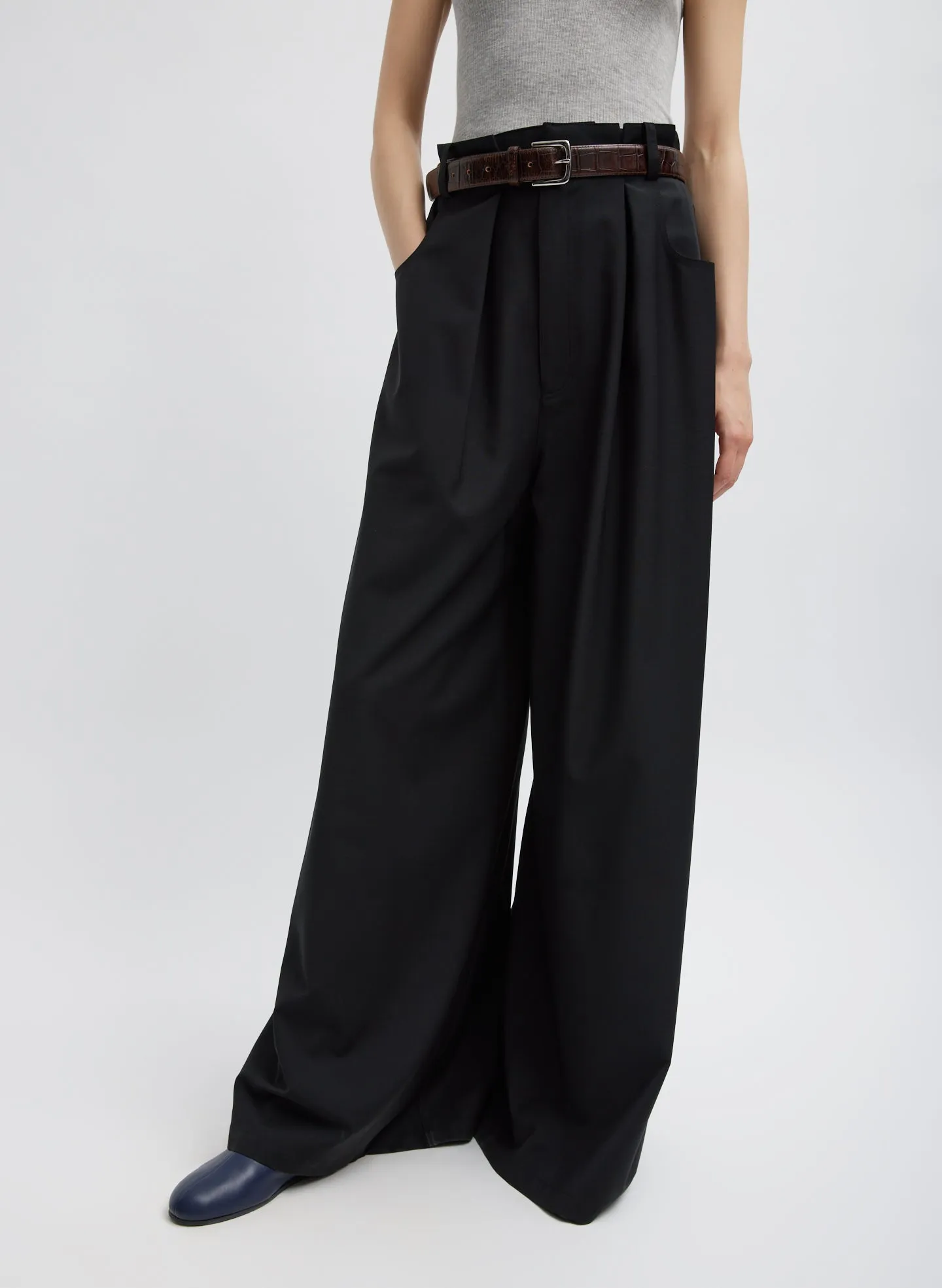 Tropical Wool Walker Wide Leg Pant sold by Tibi