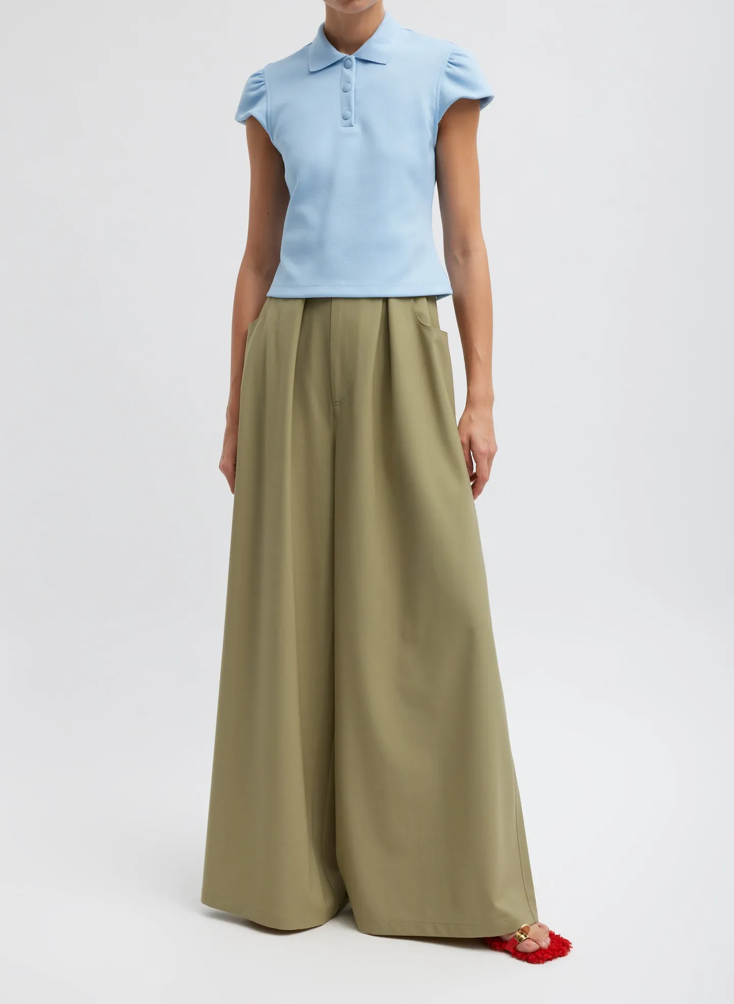 Luxe Pique Shrunken Polo Shirt sold by Tibi product image thumbnail 4