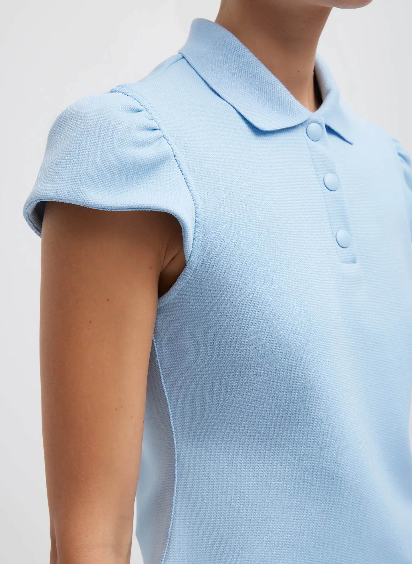 Luxe Pique Shrunken Polo Shirt sold by Tibi product image thumbnail 2